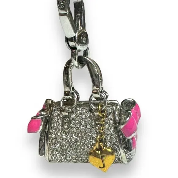 Juicy Couture Y2K Daydreamer Pave Rhinestone Purse Charm with Pink Bows - FAB - Picture 7 of 11
